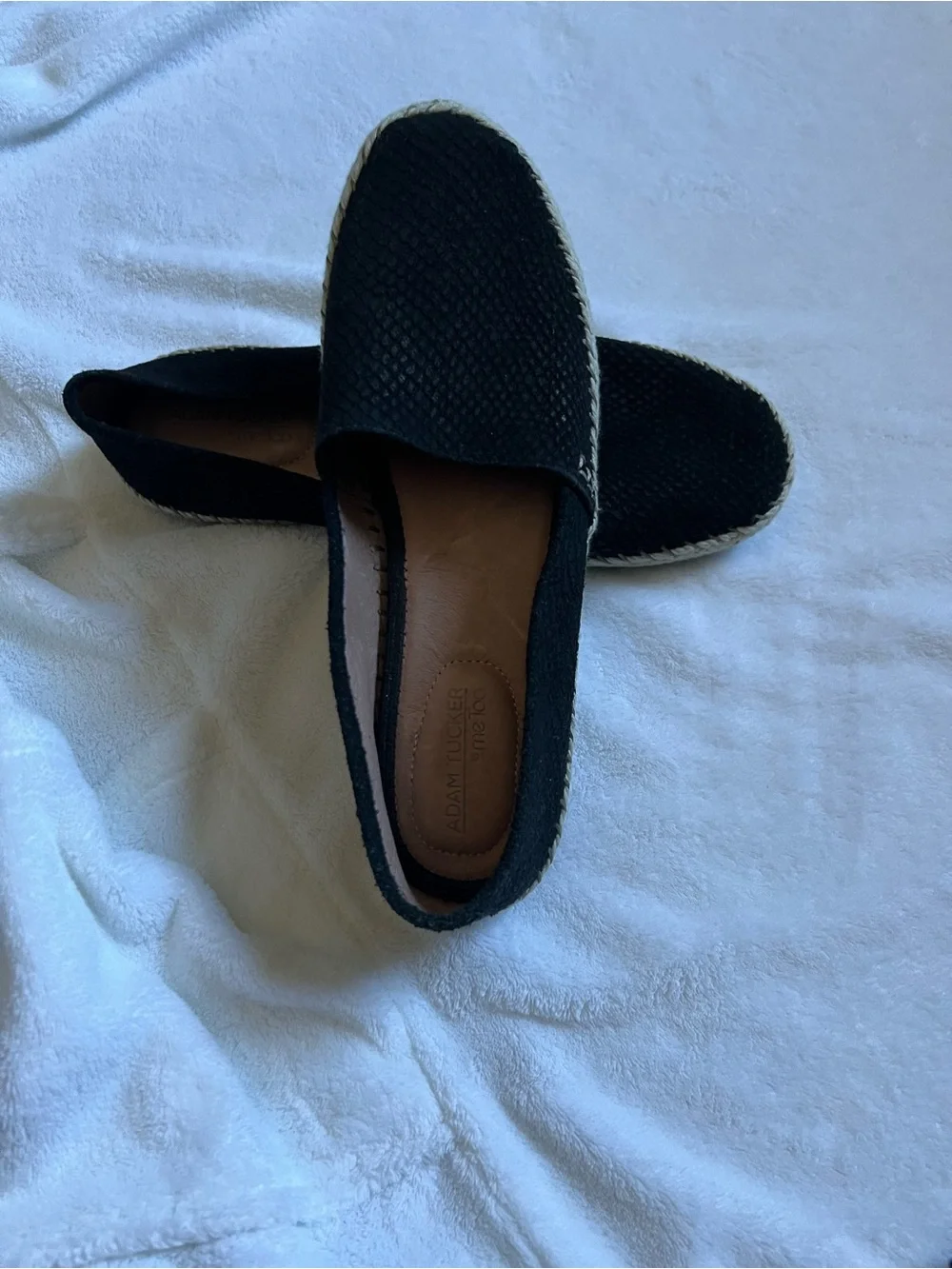 Adam Tucker Black Textured Slip-On Espadrilles
